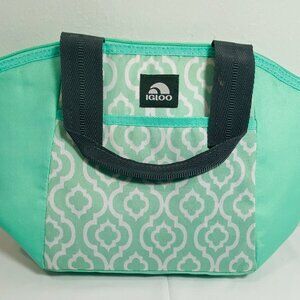 IGLOO Essential Tote Lunch Bag Cooler, Teal & White, 14-Can Capacity, VGUC